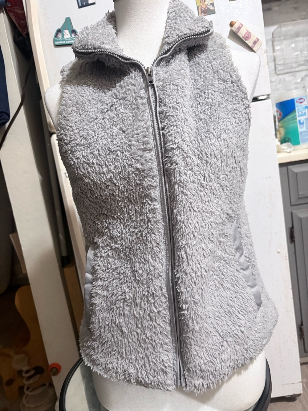 Patagonia Light Gray Sherpa Zip Vest